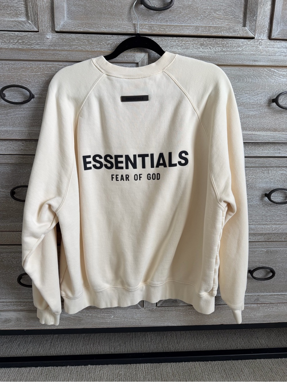 Fear of God Essentials Cream Crewneck with Black Logo